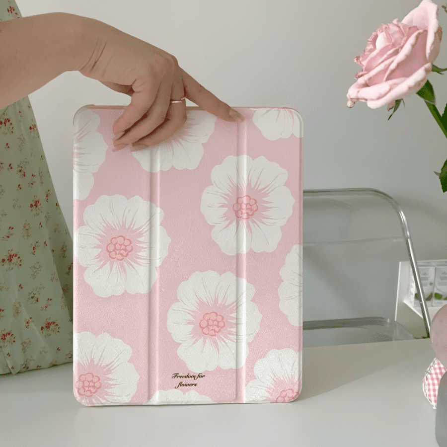 White Flowers iPad 9th Generation Case