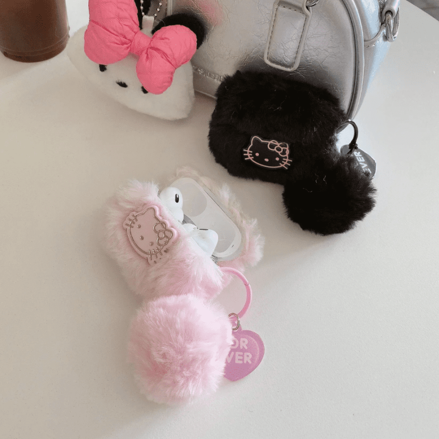 Hello Kitty Plush AirPods Case - Pink and Black