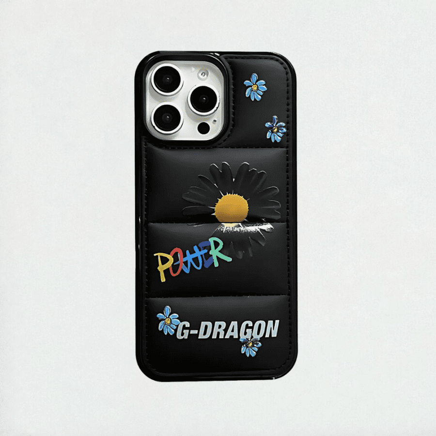 Korean G-Dragon Puffer iPhone Case - Black