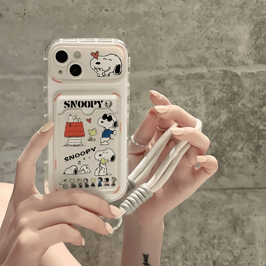 Snoopy iPhone Case + Wrist Strap