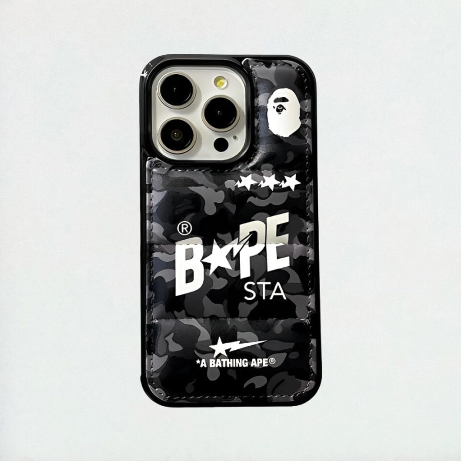 Bape Camo Puffer iPhone 15 Pro Max Case - Black