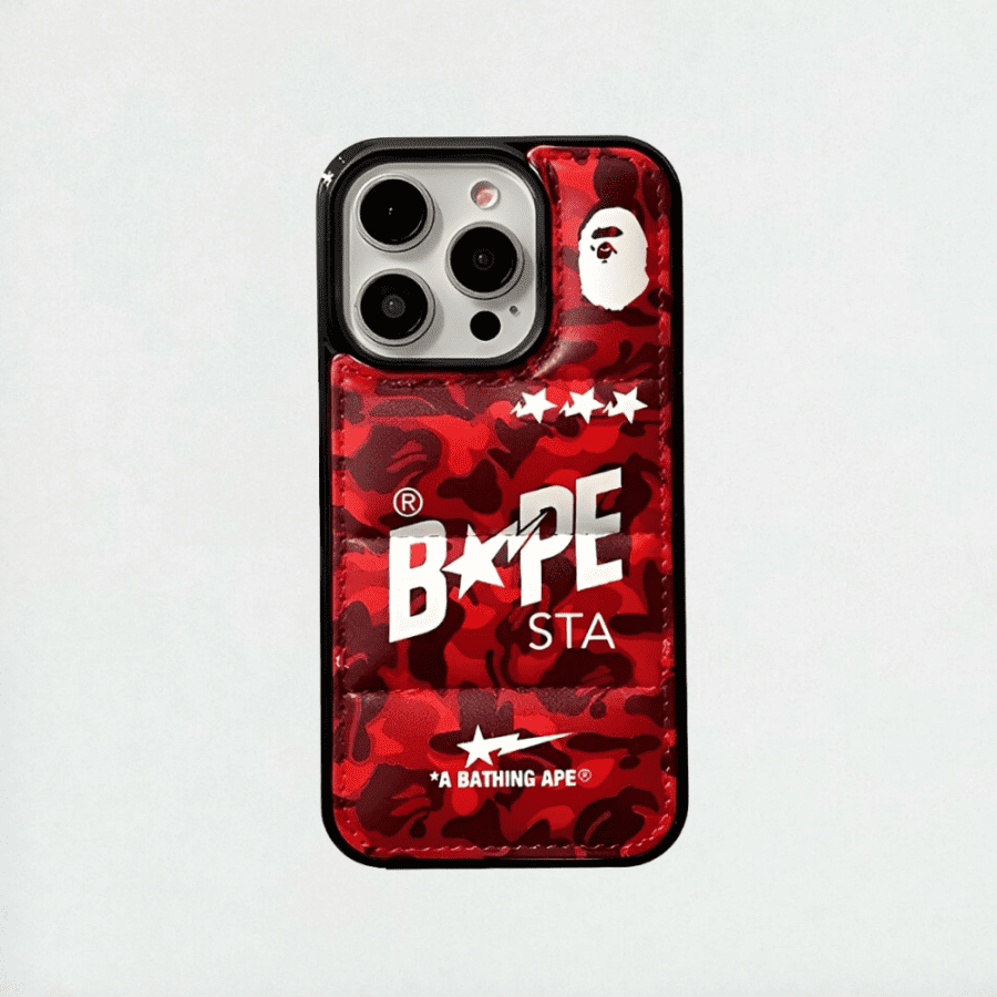 Bape Camo Puffer iPhone 14 Pro Max Case - Red