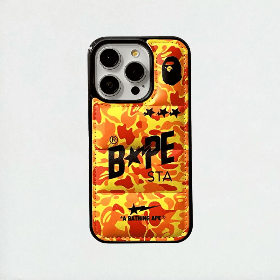 Bape Camo Puffer iPhone 13 Pro Max Case - Red & Yellow