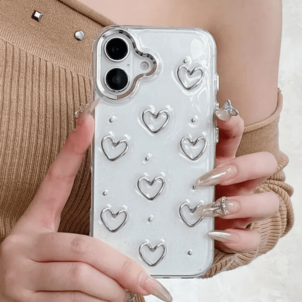 Metal Heart Clear iPhone Case