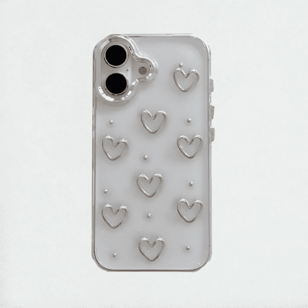 Metal Heart Clear Phone Case - iPhone 16