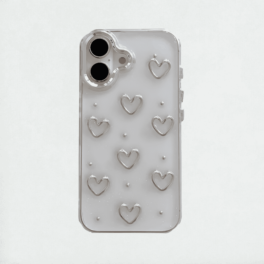 Metal Heart Clear Phone Case - iPhone 16