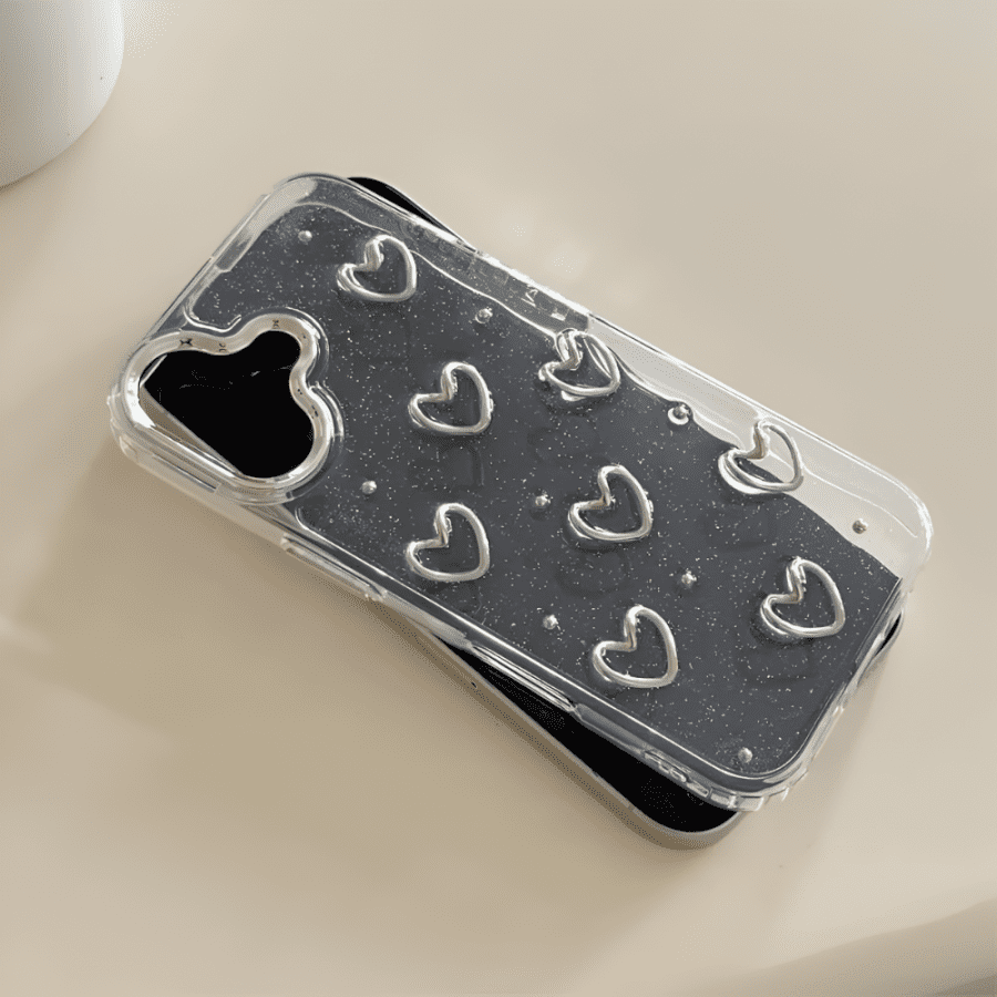 Metal Heart Clear iPhone Case