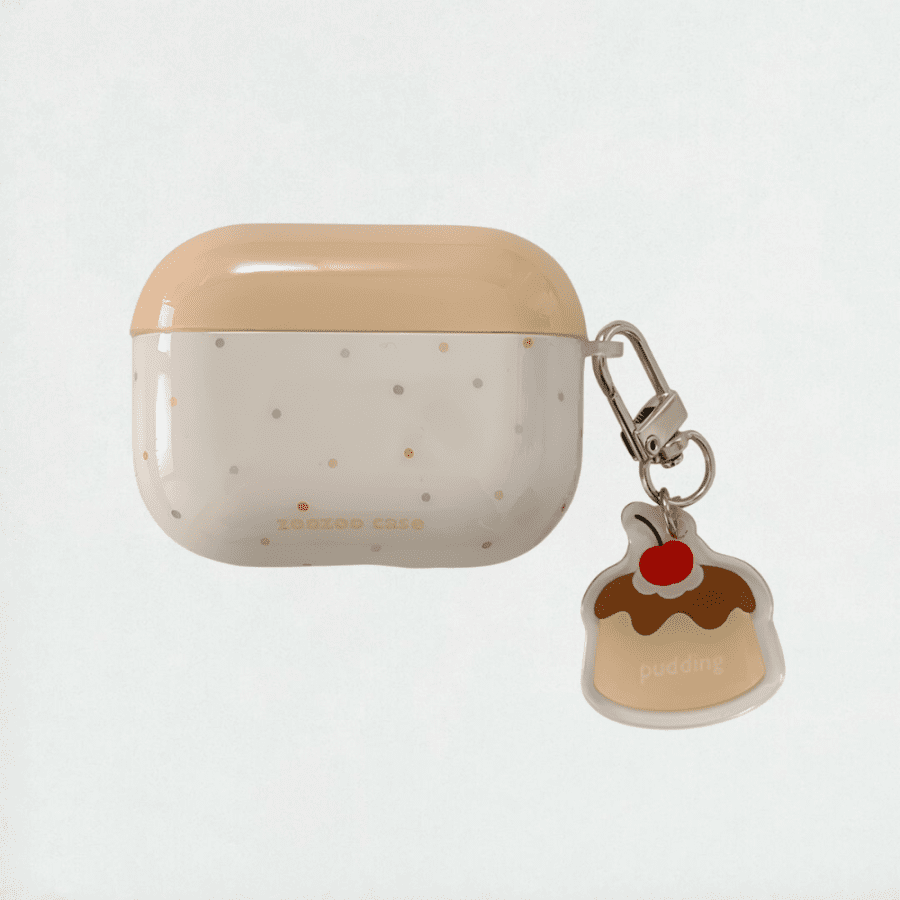 Cute Polka Dots AirPods Case with Sweet Cake Charm