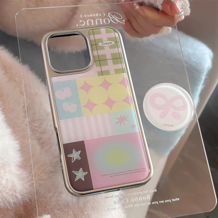 Glossy Aesthetic Patchwork Phone Case - iPhone 15 Pro Max
