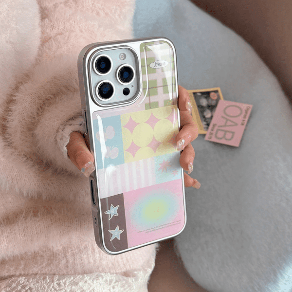 Glossy Aesthetic Patchwork Phone Case - iPhone 16 Pro Max