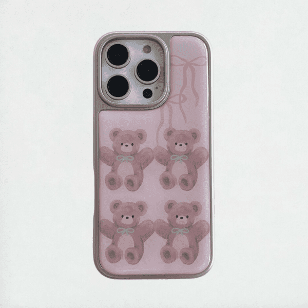 Cute Pink Teddy Bear Phone Case - iPhone 16 Pro Max
