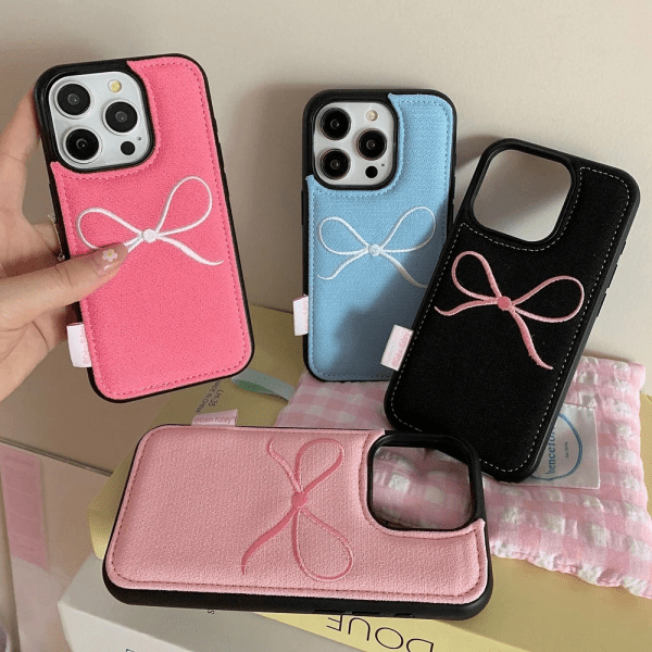 Embroidered Bow iPhone 16 Pro Max Cases
