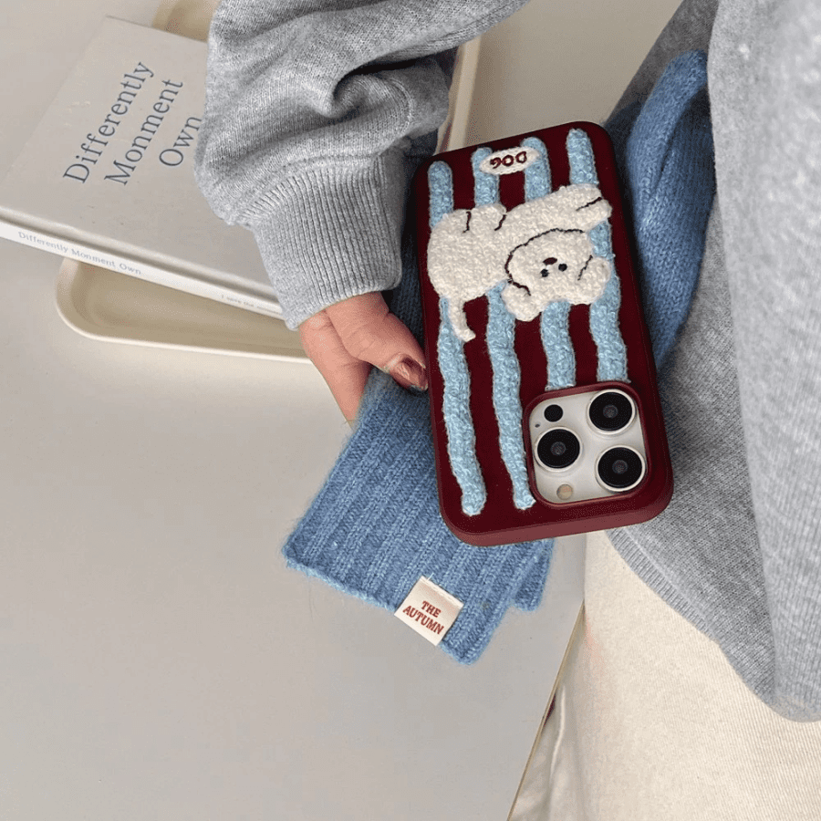 Fuzzy Stripes Dog Phone Case - iPhone 14 Pro Max