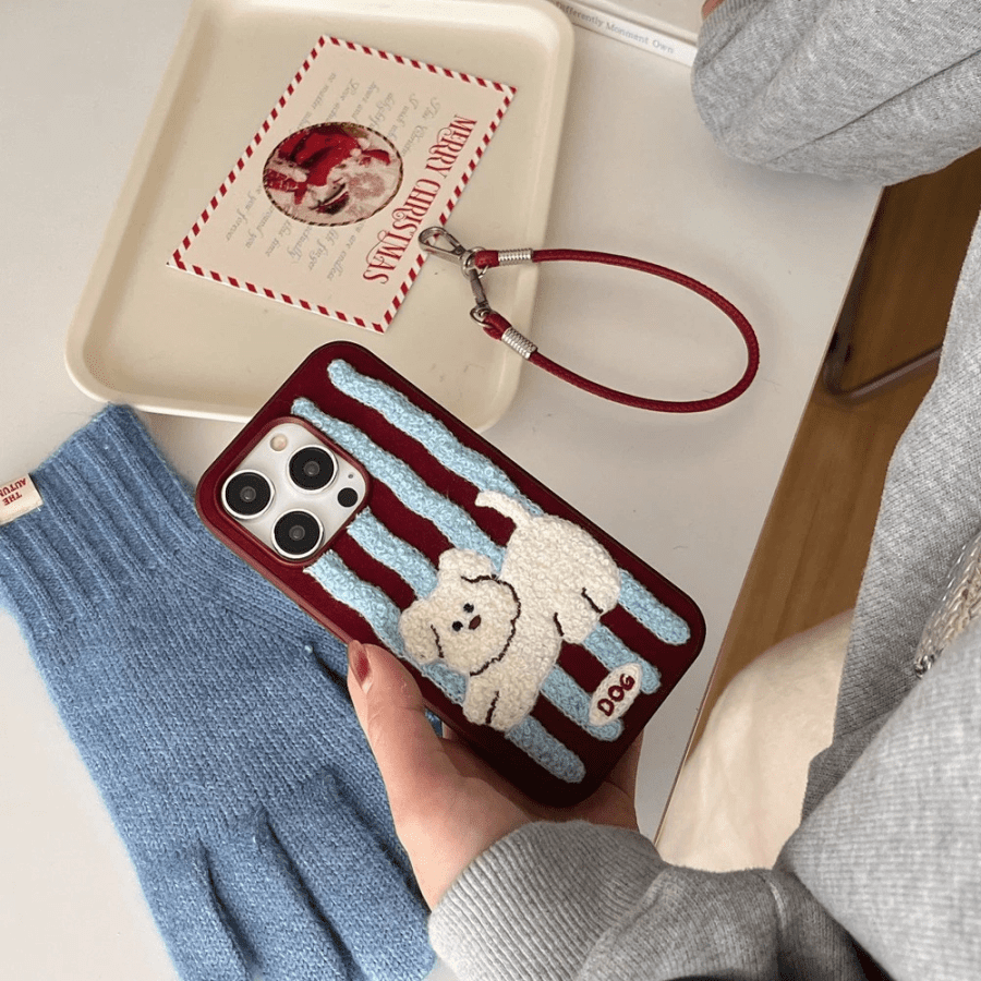 Fuzzy Stripes Dog Phone Case - iPhone 13 Pro Max