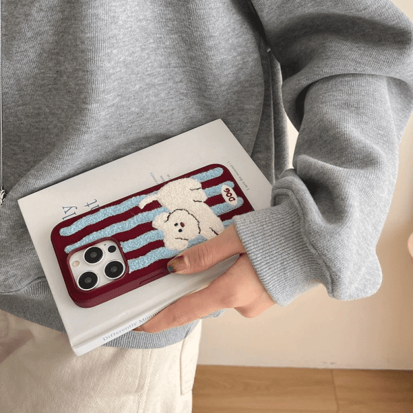 Fuzzy Stripes Dog Phone Case - iPhone 15 Pro Max