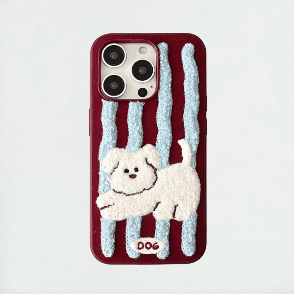 Fuzzy Stripes Dog Phone Case - iPhone 16 Pro Max