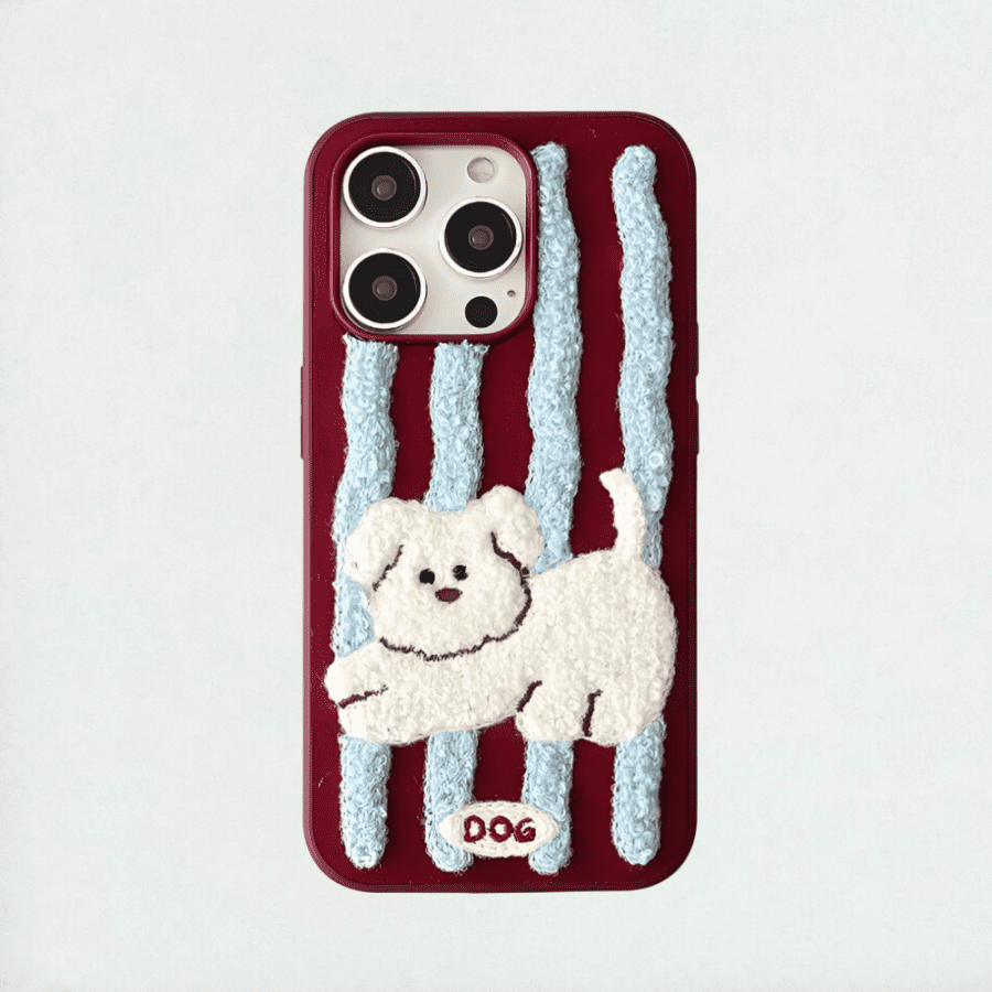Fuzzy Stripes Dog Phone Case - iPhone 16 Pro Max