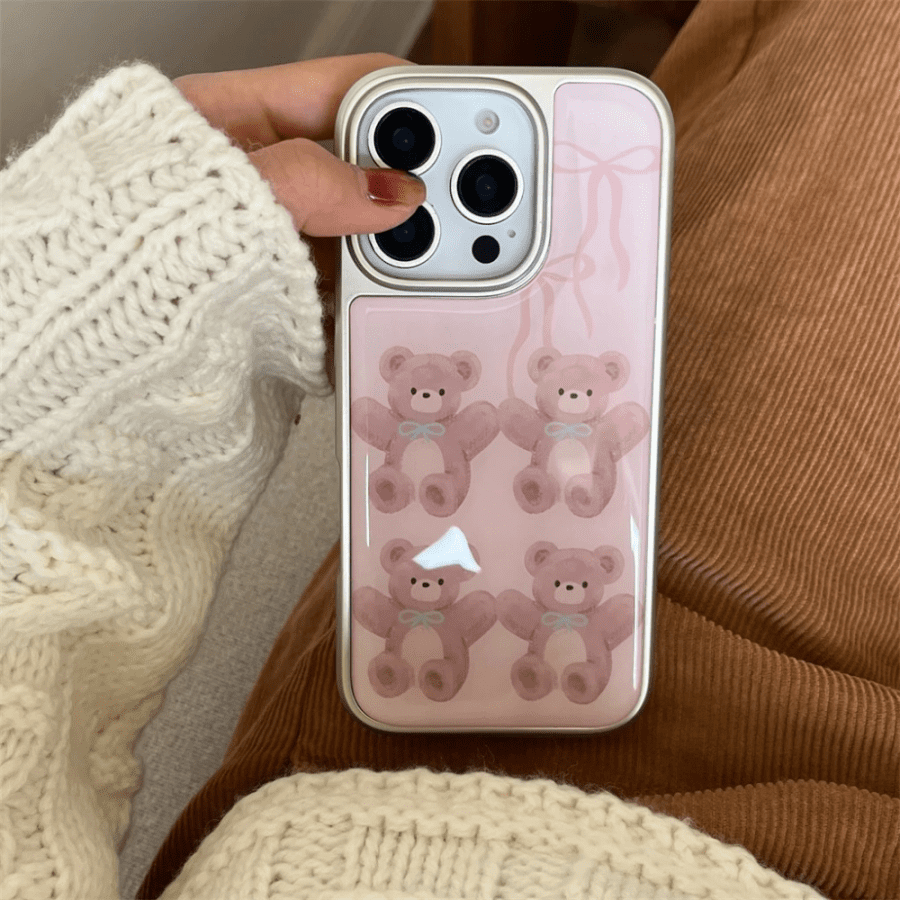 Cute Pink Teddy Bear Phone Case - iPhone 15 Pro Max