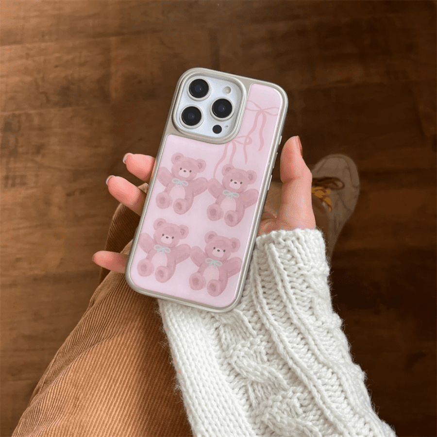 Cute Pink Teddy Bear iPhone 16 Pro Max Case