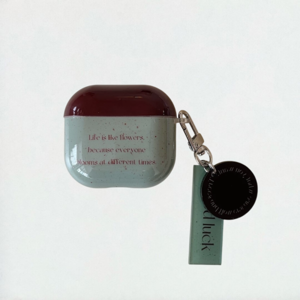 sage green quote airpods case
