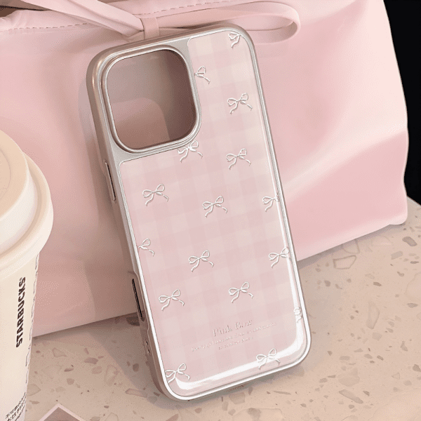 Sleek Pink Bow Tie Phone Case - iPhone 15 Pro Max