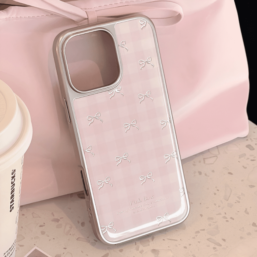 Sleek Pink Bow Tie Phone Case - iPhone 15 Pro Max