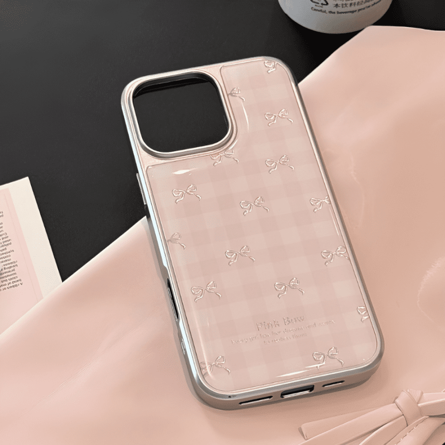 Sleek Pink Bow Tie Phone Case - iPhone 14 Pro Max