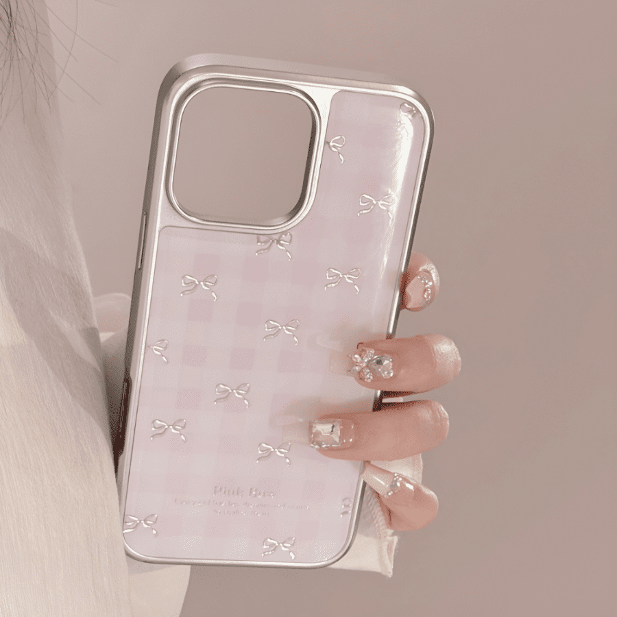 Sleek Pink Bow Tie Phone Case - iPhone 13 Pro Max