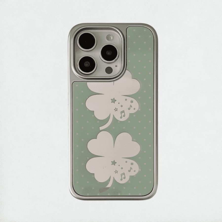 Green Clover Mirror Phone Case - iPhone 16 Pro Max