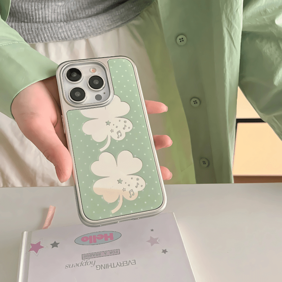 Green Clover Mirror Phone Case - iPhone 13 Pro Max
