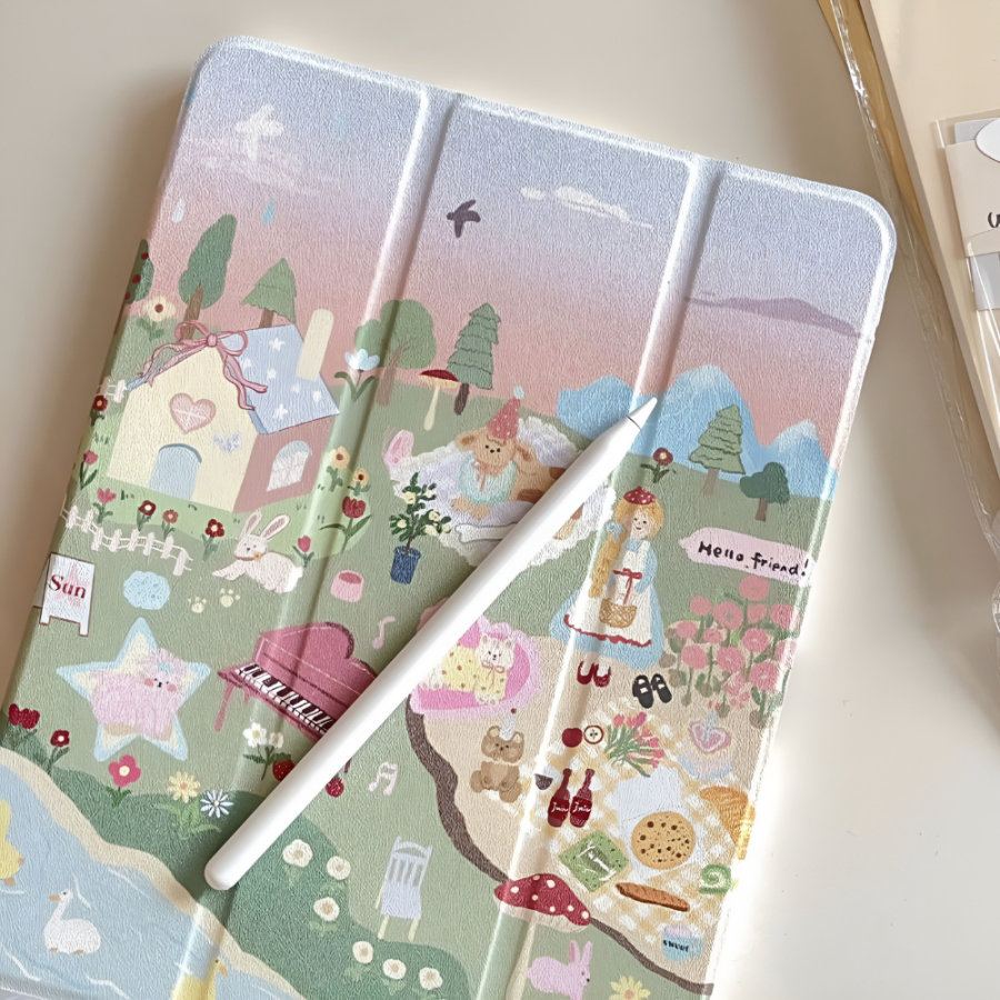 Aesthetic Cartoon Scenery iPad Case