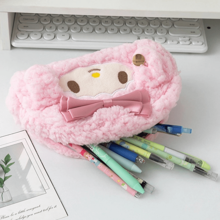 Pink My Melody Plush Pencil Case & Pouch