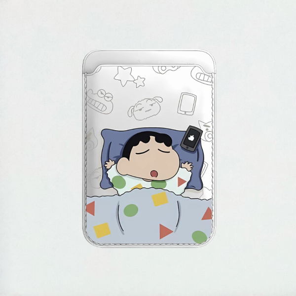 Sleepy Shinchan MagSafe Wallet - Silver Color