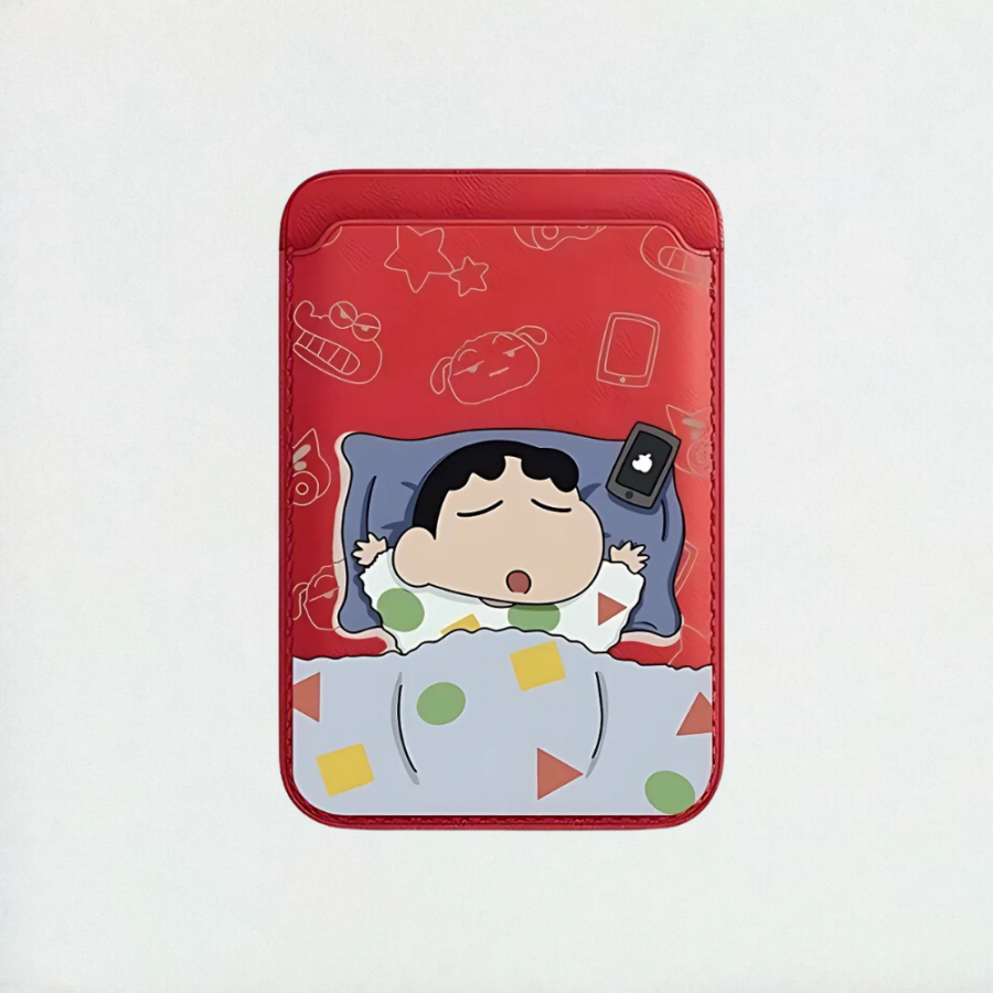Sleepy Shinchan MagSafe Wallet - Red Color