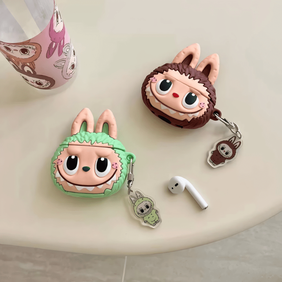3D Labubu AirPods Case - Green & Brown