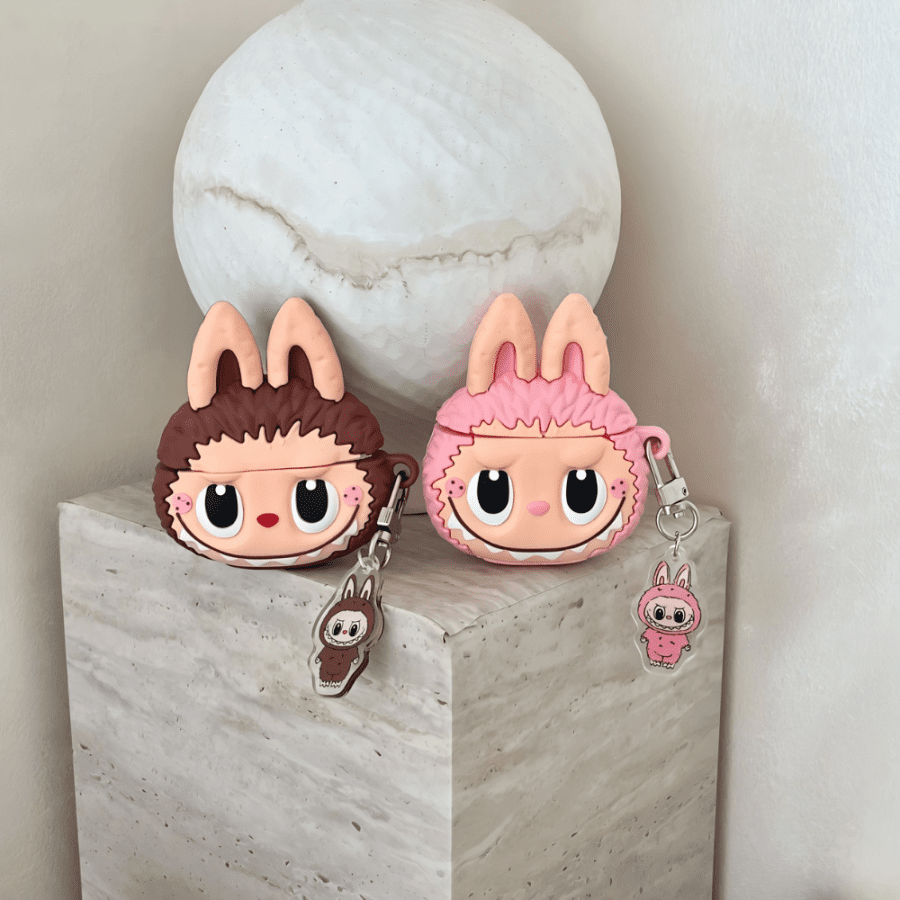 3D Labubu AirPods Case - Pink & Brown