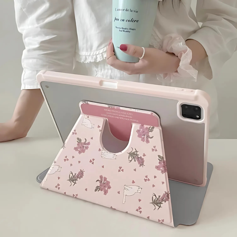 Cute Floral Cat iPad 10th Generation Case