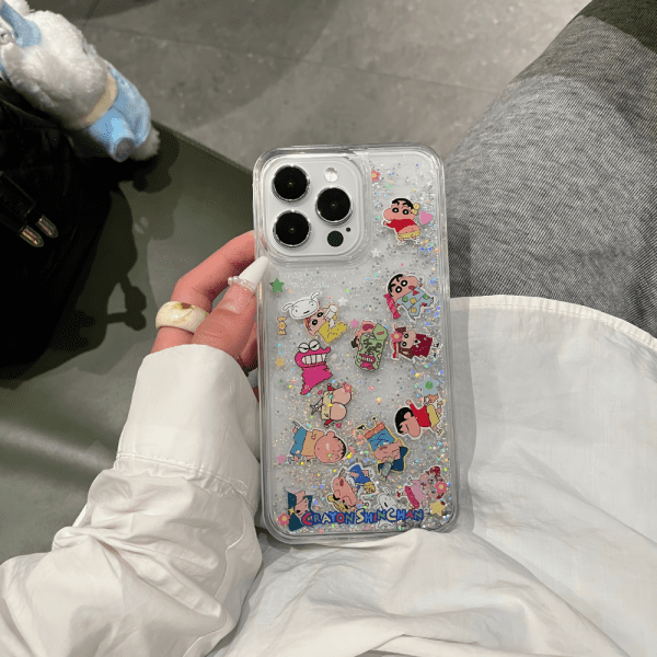 Crayon Shinchan Glitter iPhone 15 Pro Max Case