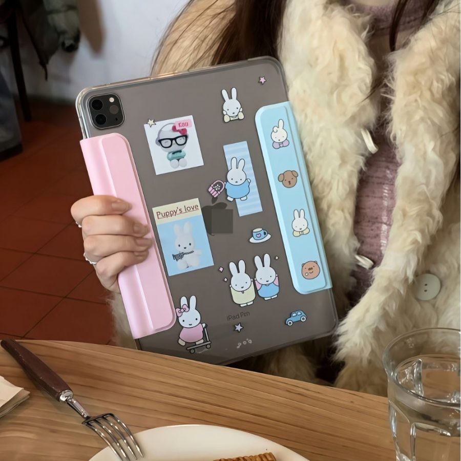 Blue Gingham Miffy Stickers iPad Case
