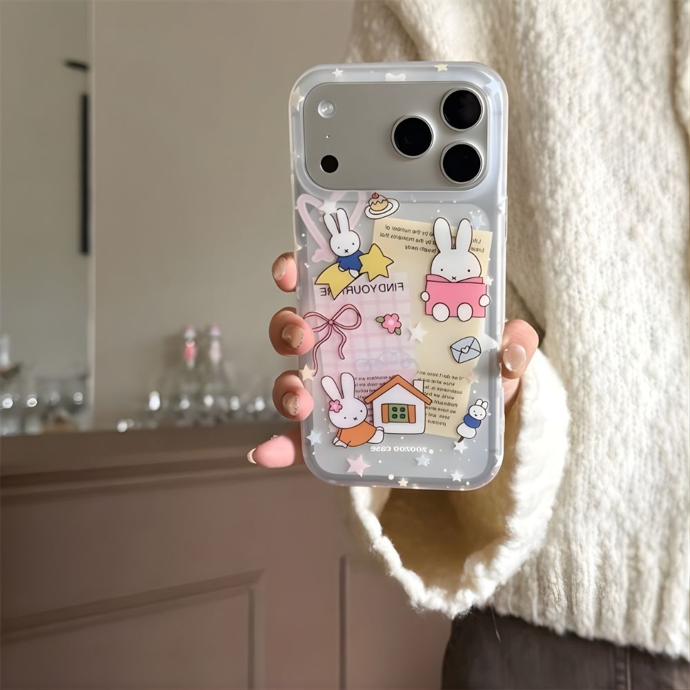 iPhone 17 Pro Max Silver, Miffy Stickers Phone Case