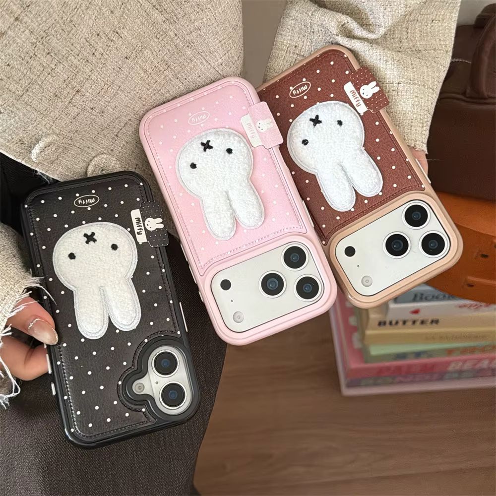 Miffy Embroidered Chic iPhone Cases - Black, Pink, Brown