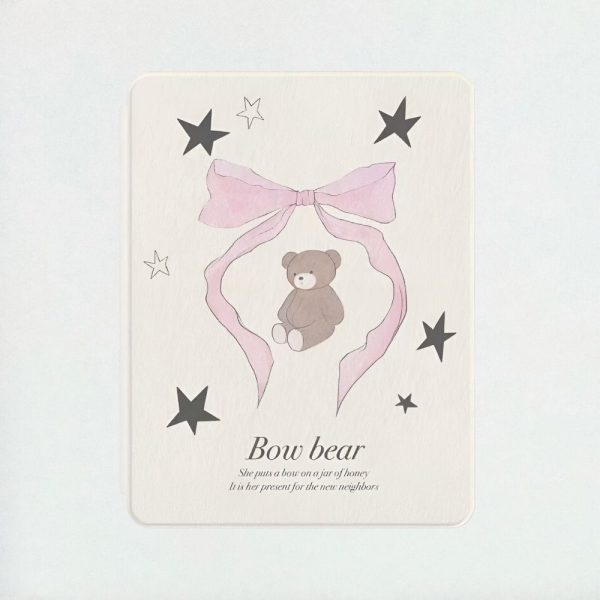 Cute Bow Bear iPad Case in soft cream color