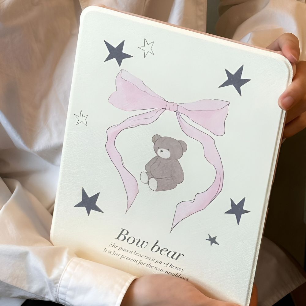 Close up of bow bear ipad case