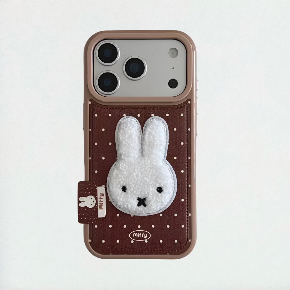 Miffy Embroidered Chic iPhone Case - Brown