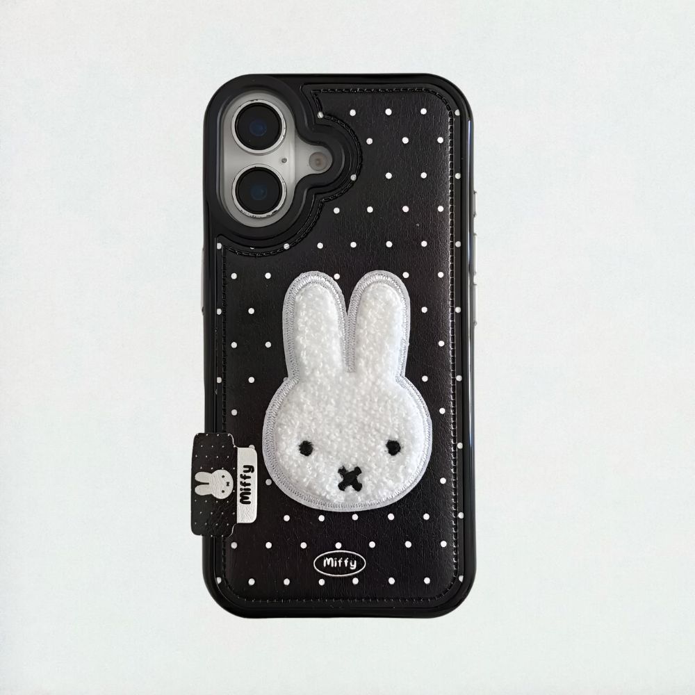 Miffy Embroidered Chic iPhone 17 Case - Black