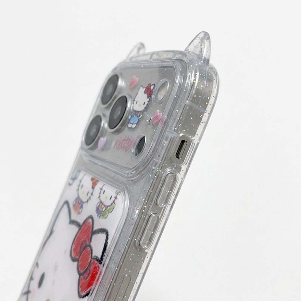 A close-up view of the 3D Hello Kitty Painted iPhone Case