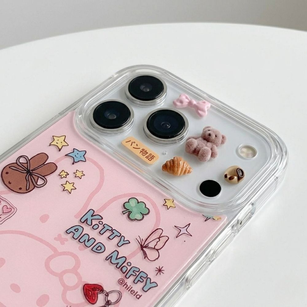 A close-up of Pink Kitty & Miffy iPhone Case