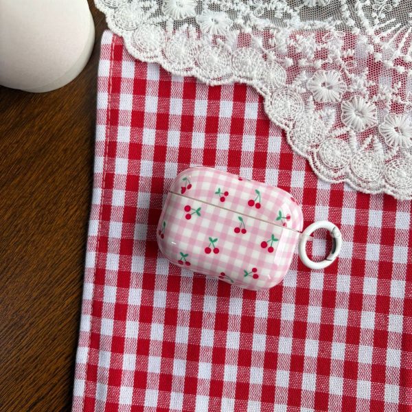 Pink Gingham Cherry AirPods Pro Case