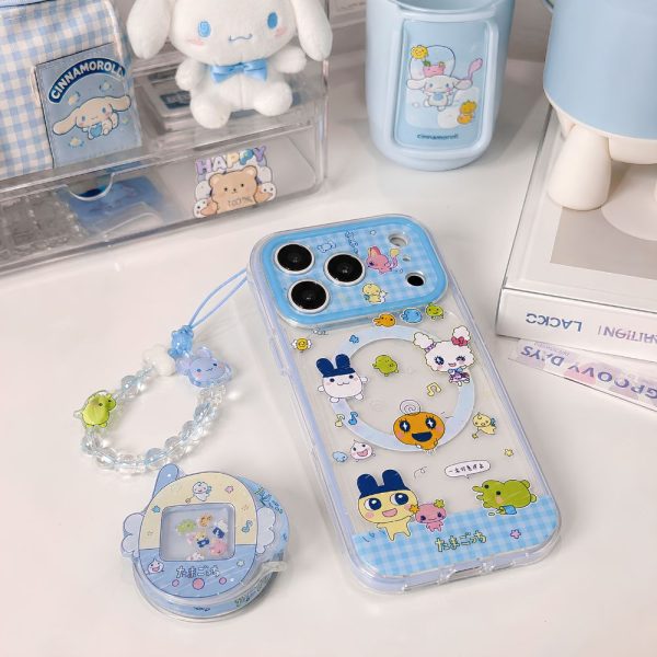 Blue Tamagotchi MagSafe iPhone 17 pro max Case with phone grip