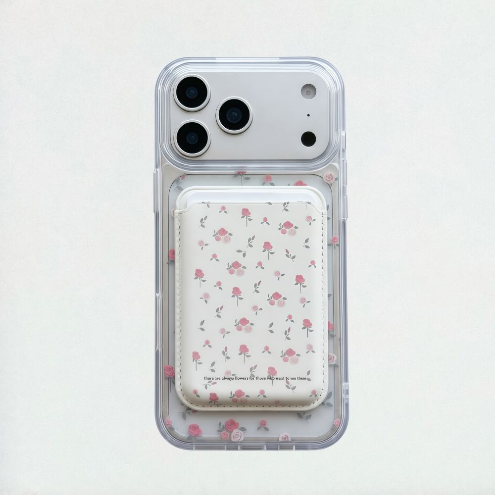 Pink Floral MagSafe iPhone 17 Pro Max Case with Matching MagSafe Wallet